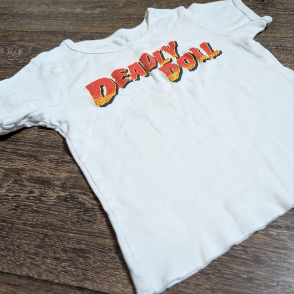 Jesse Jo Stark Deadly Doll Baby Tee in White HARD TO FIND SUPER CUTE Small - Picture 3 of 4